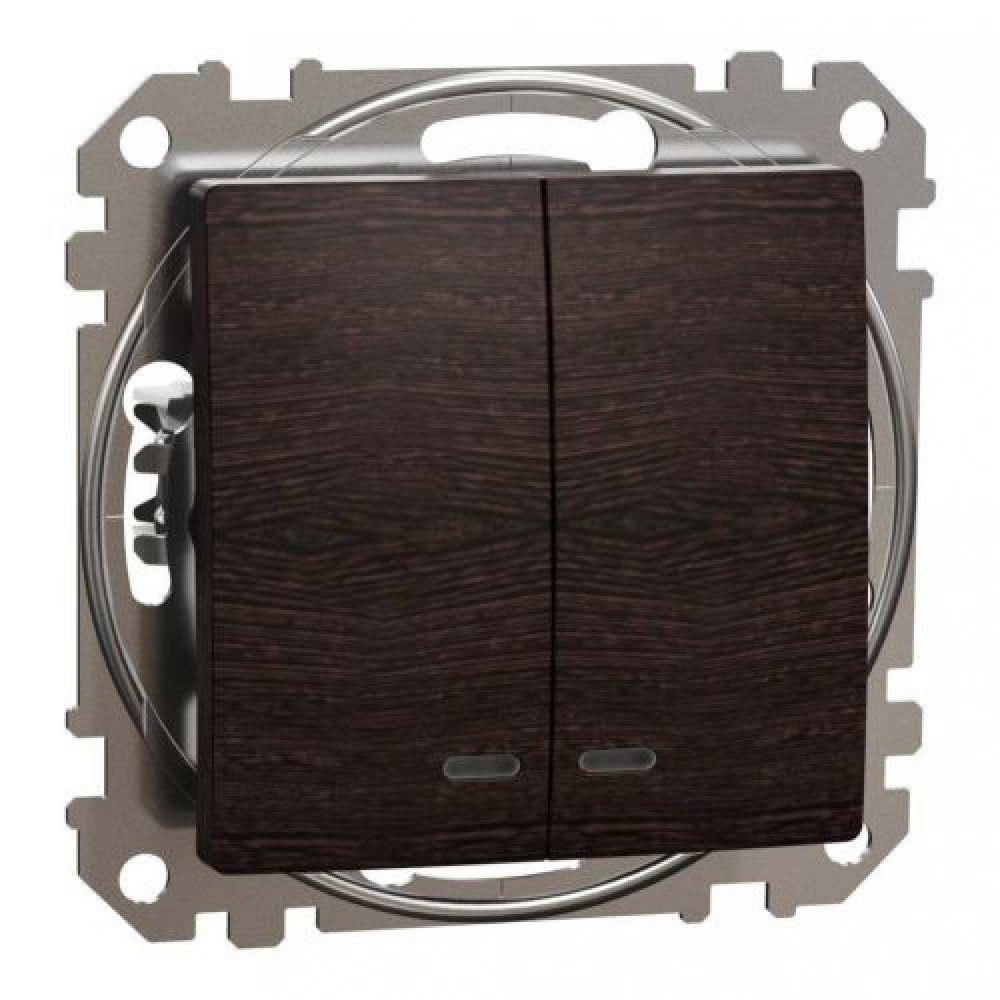 Двухклавишный переключатель с подсветкой Schneider Electric Sedna Design Венге SDD181105L